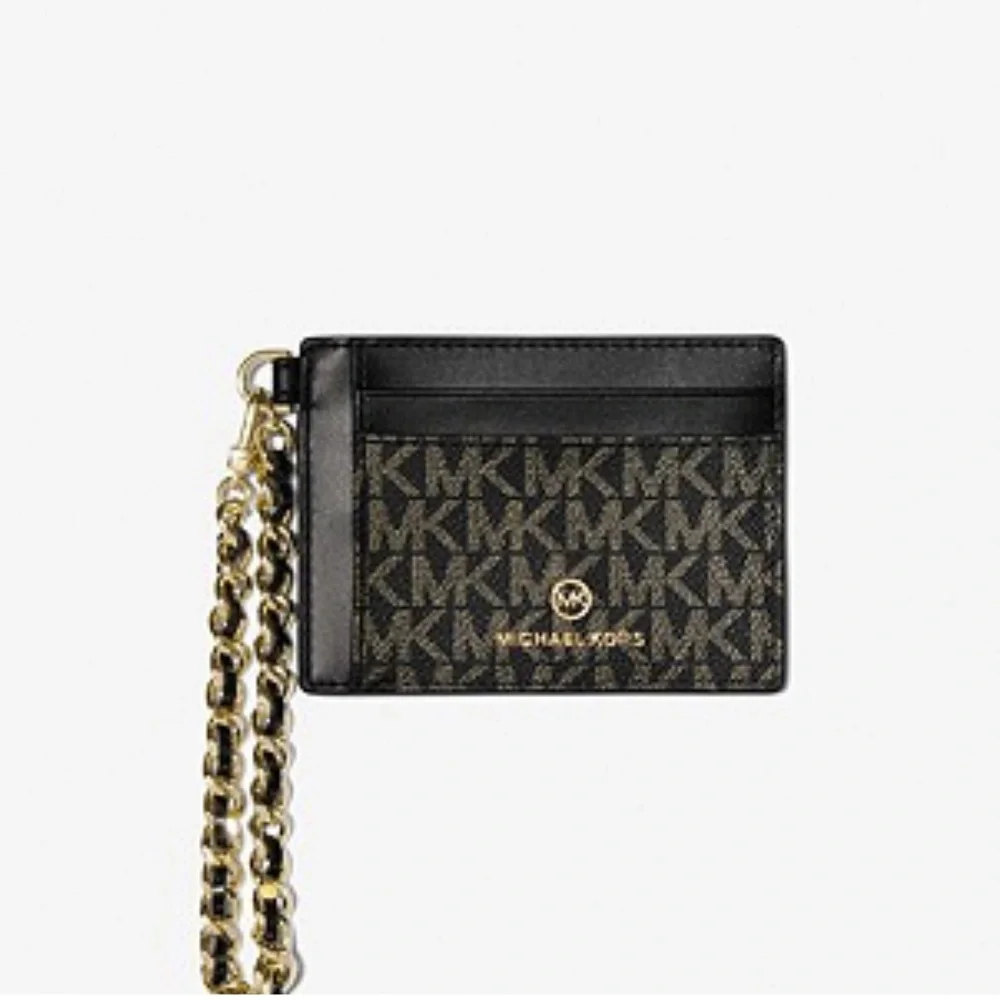 Small Metallic Logo Chain Card Case - Picture 3 of 4